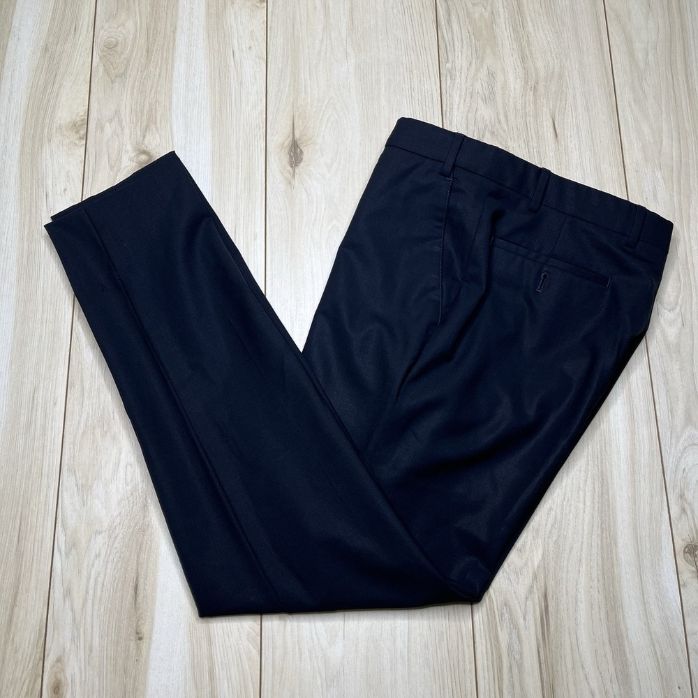 Armani Collezioni Mens Dress Pants 34x30 Navy Blue Wool Trousers Made In Italy